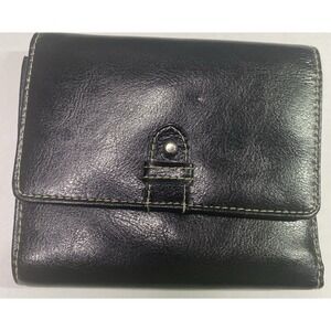 Buxton vintage leather Women's Black‎ wallet square with back coin pocket